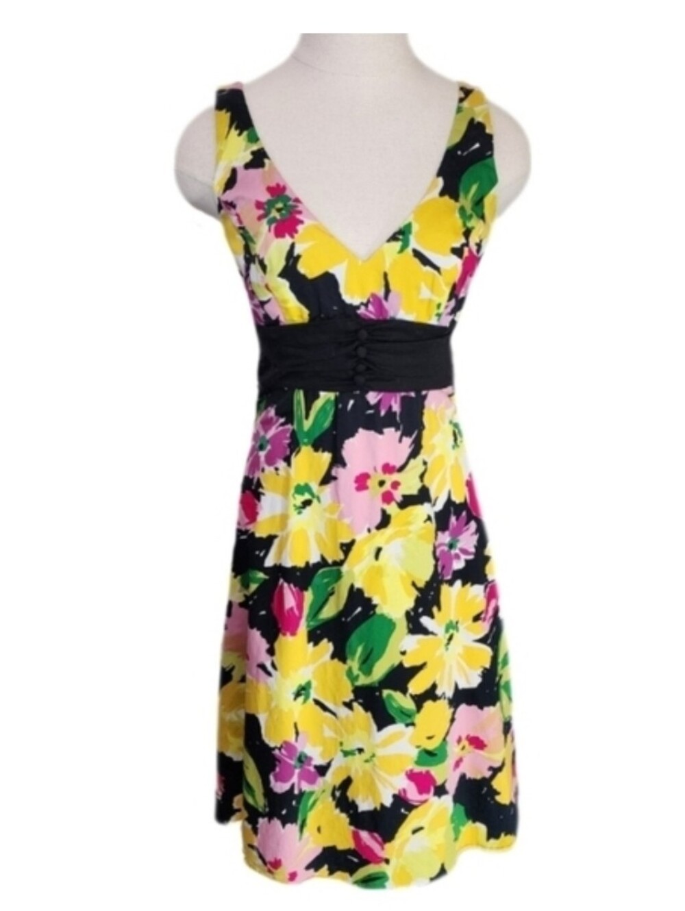 B.Smart Dress Cotton Floral Sleeveless Black Size 8 - Picture 4 of 15